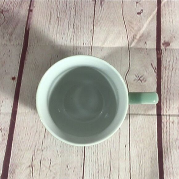 Vintage Green Ceramic Handled Mug with Lid Bird Floral Design - Picture 6 of 9